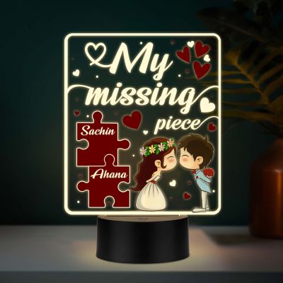 Personalized Couples UV Print 3D LED Night Light My Missing Piece Acrylic Lamp